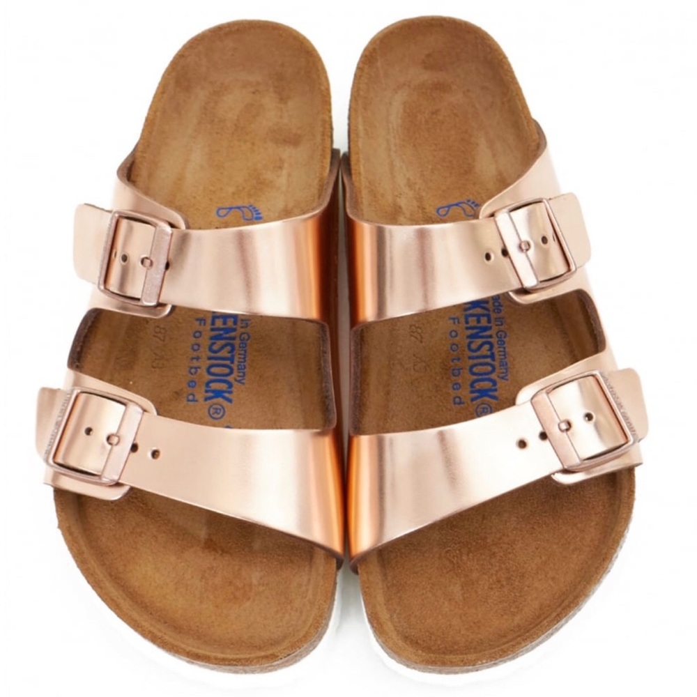 Arizona double strap metallic Birkenstocks